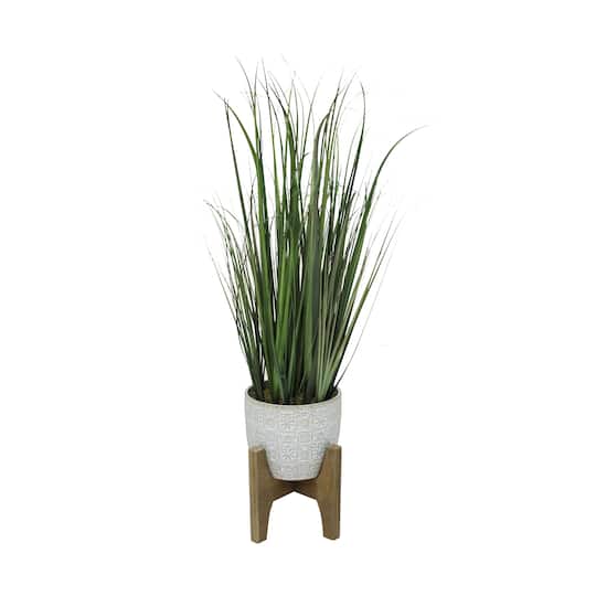 Flora Bunda® 31" Onion Grass In 6.6" Catheral Ceramic Pot On Stand